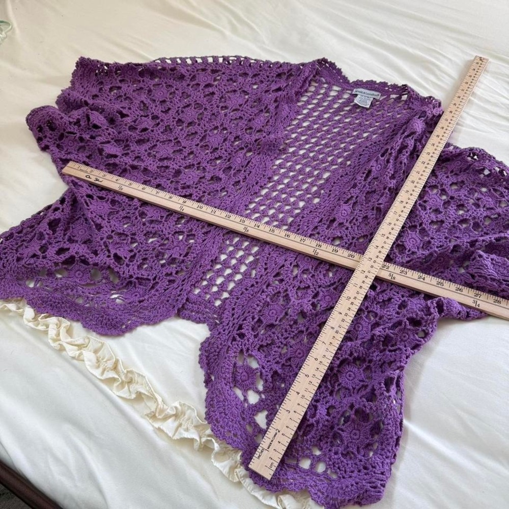 purple crochet cardigan Y2K jessica london size 22 purple crochet cardigan - Picture 3 of 5